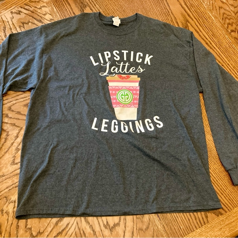 Girlie Girl Originals Lipstick Lattes and Leggings Long Sleeve T-Shirt. Size 2X